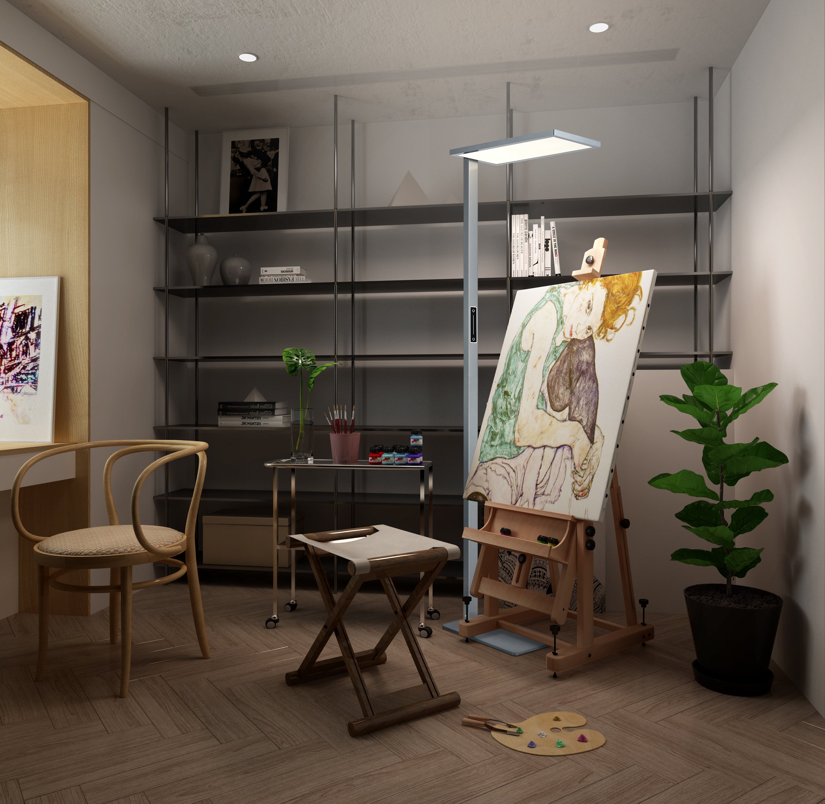 LED Floor Lamp 70W Gray Coating HFR-M0001-070-TC001 Size H2011×W280×L625mm