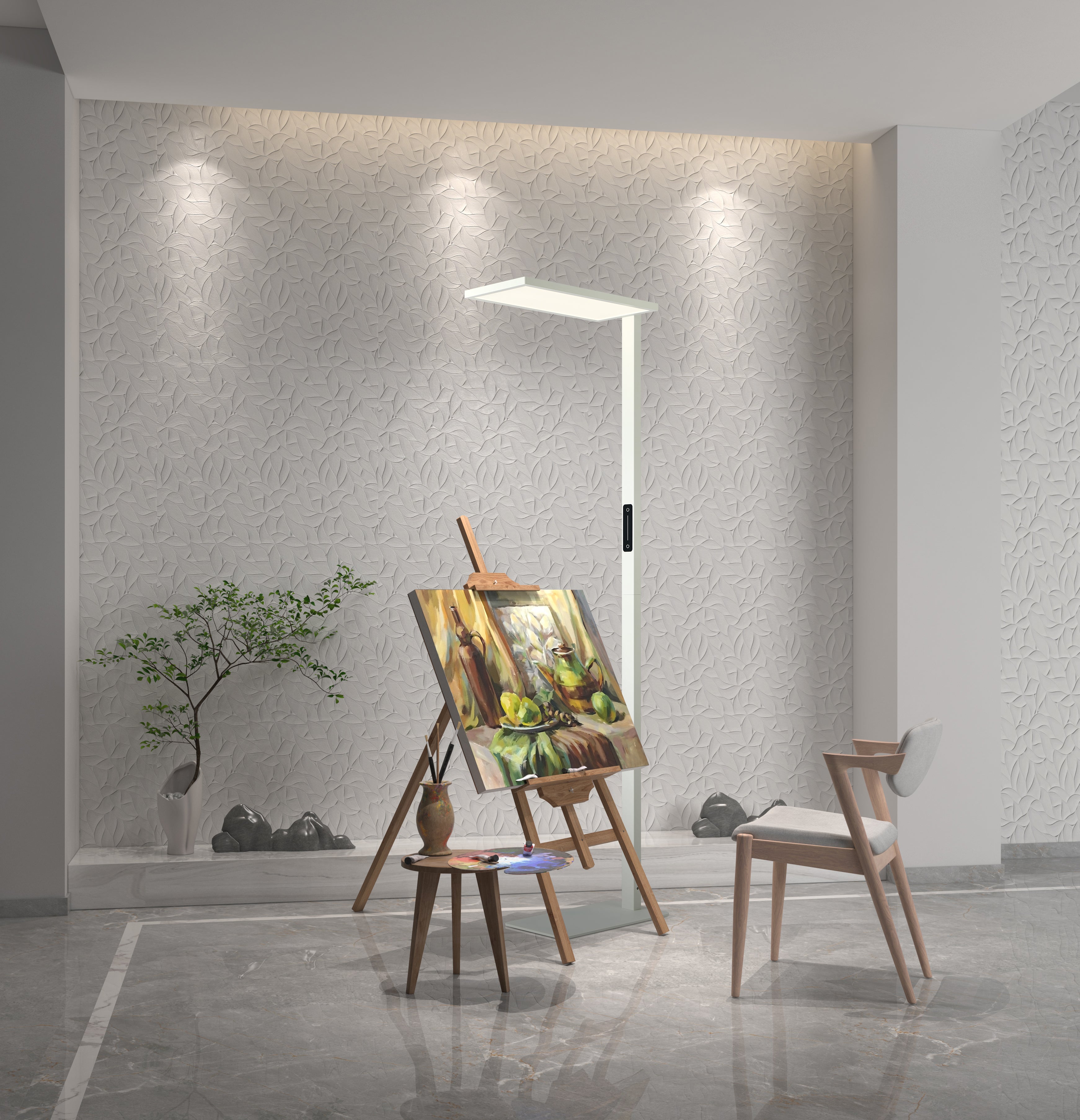 LED Floor Lamp 70W White Coating Dimmerable Model HFR-M0001-070-TC002 White